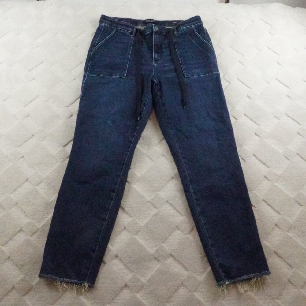 Judy Blue Dark Blue High-Rise Straight Jeans with Raw Hem